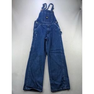 Womens Key Carpenter Denim Bib Overalls Size 14 Pockets